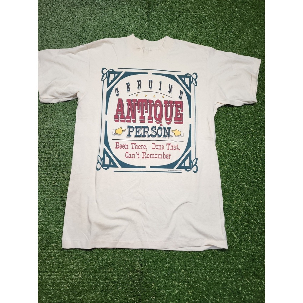 vintage 90s GENUINE ANTIQUE PERSON T-Shirt L soft thin funny joke 1993